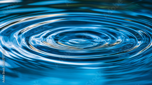 Ripple effects on a clear blue water surface in a serene natural setting