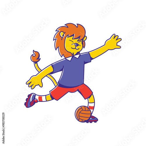 Animal Soccer Mascot Kicking Ball