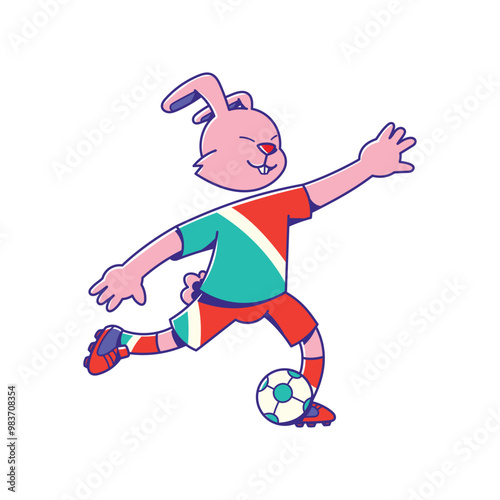 Animal Soccer Mascot Kicking Ball