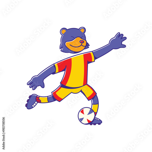 Animal Soccer Mascot Kicking Ball