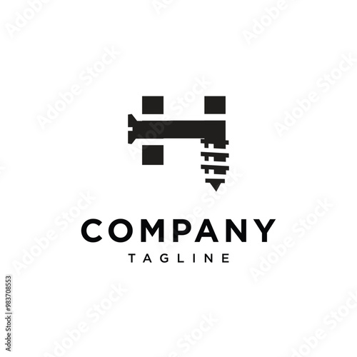 Letter H Screw logo icon vector