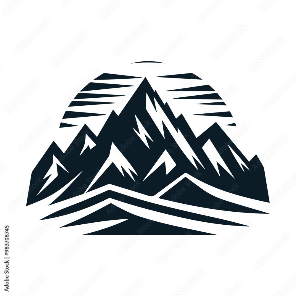 Fototapeta premium Creative Mountain Range Silhouette for Custom Apparel