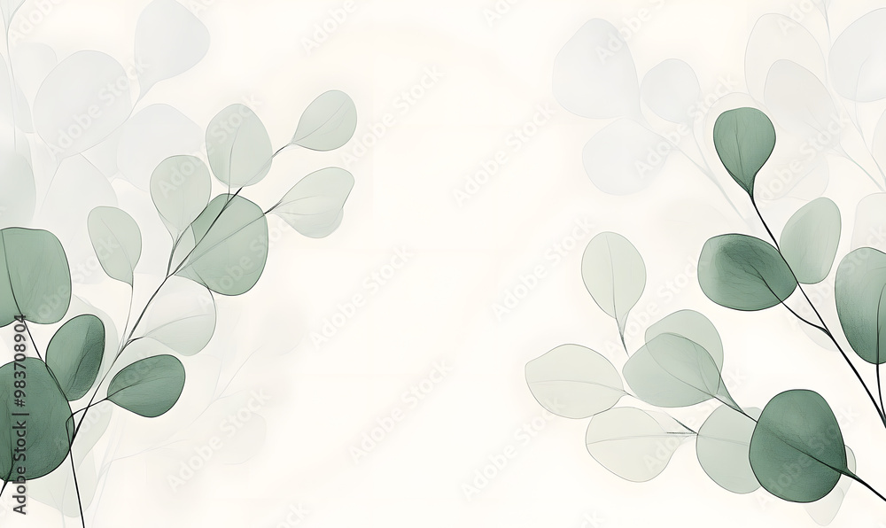 Obraz premium 2D illustrator doodle-style floral and leaf graphics on a white background or wallpaper