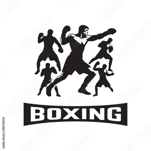 Creative Set Of Illustration Boxing Logo Design