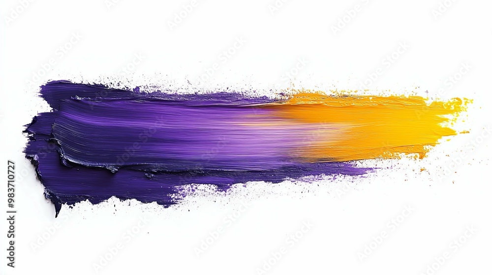 Abstract Purple and Yellow Paint Stroke on White Background Abstract Purple and Yellow Paint Stroke on White Background