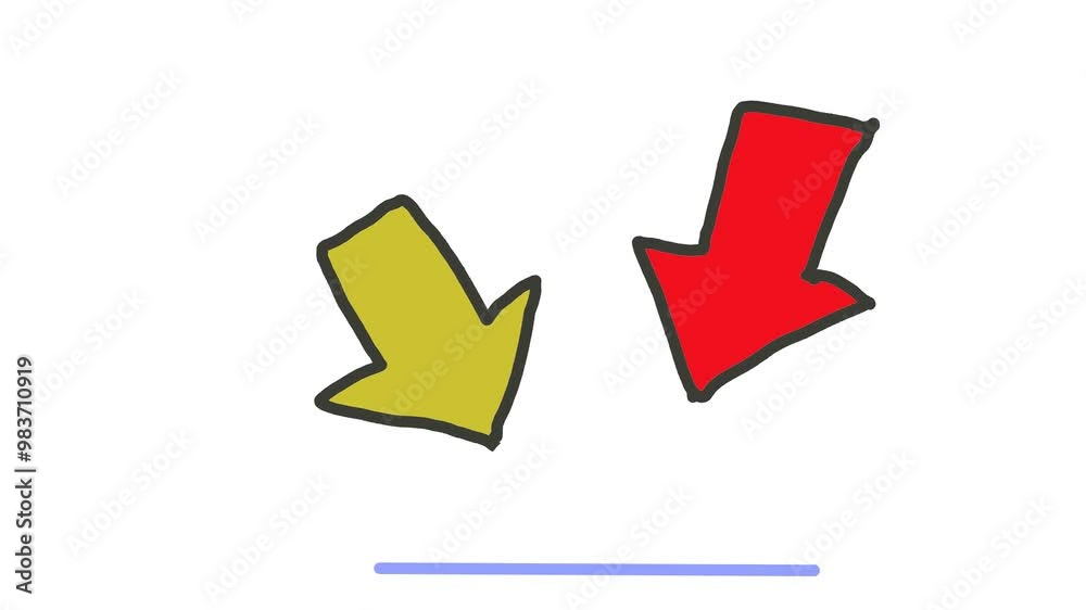 The colored cartoon arrows point to a void with a blue line. The colored cartoon arrows point to a void with a blue line.