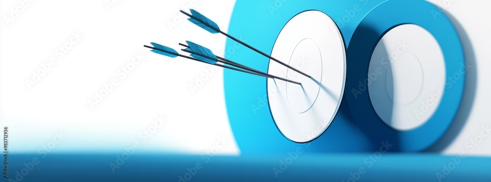 3D rendering of arrows hitting the center target, business goal achievement concept 3D rendering of arrows hitting the center target, business goal achievement concept