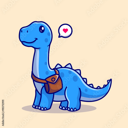 Cute Brontosaurus Bring Bag Cartoon Vector Icon Illustration.
Animal Education Icon Concept Isolated Premium Vector. Flat
Cartoon Style