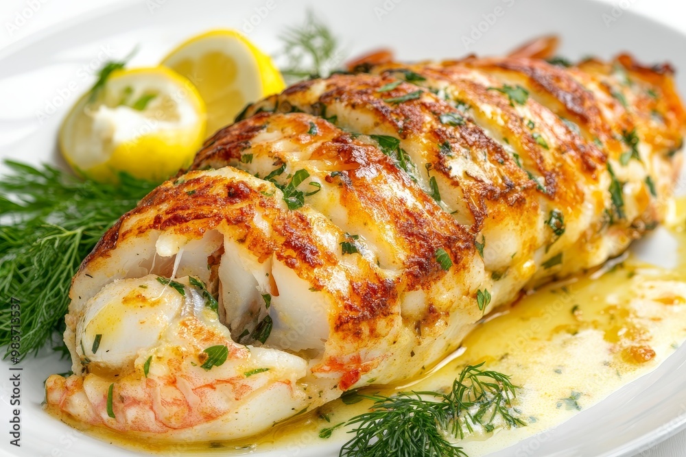 A delicious and healthy stuffed sole with lemon and dill, perfect for a light meal or a special occasion. The fish is cooked to perfection and the filling is bursting with flavor. The dish is garnishe A delicious and healthy stuffed sole with lemon and dill, perfect for a light meal or a special occasion. The fish is cooked to perfection and the filling is bursting with flavor. The dish is garnishe