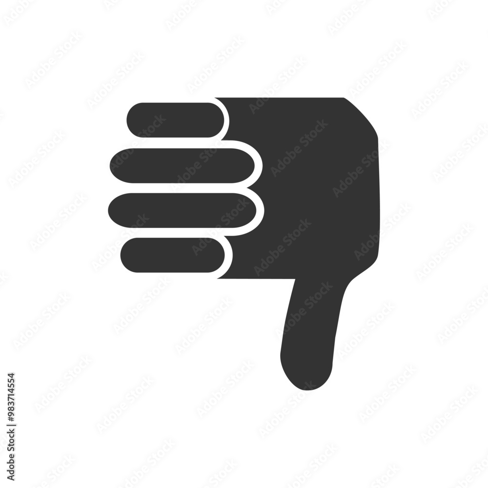Thumbs Down Icon Symbolizing Disapproval and Negativity. Black and white thumbs down icon representing disapproval or negative feedback. Commonly used in digital communications to symbolize rejection Thumbs Down Icon Symbolizing Disapproval and Negativity. Black and white thumbs down icon representing disapproval or negative feedback. Commonly used in digital communications to symbolize rejection