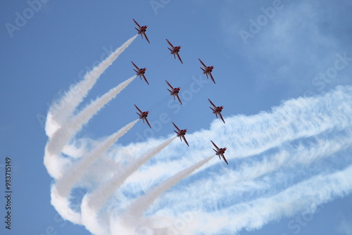 Quadro em tela British Red Hawks Airshow Before the British Grand Prix in Silverstone, England