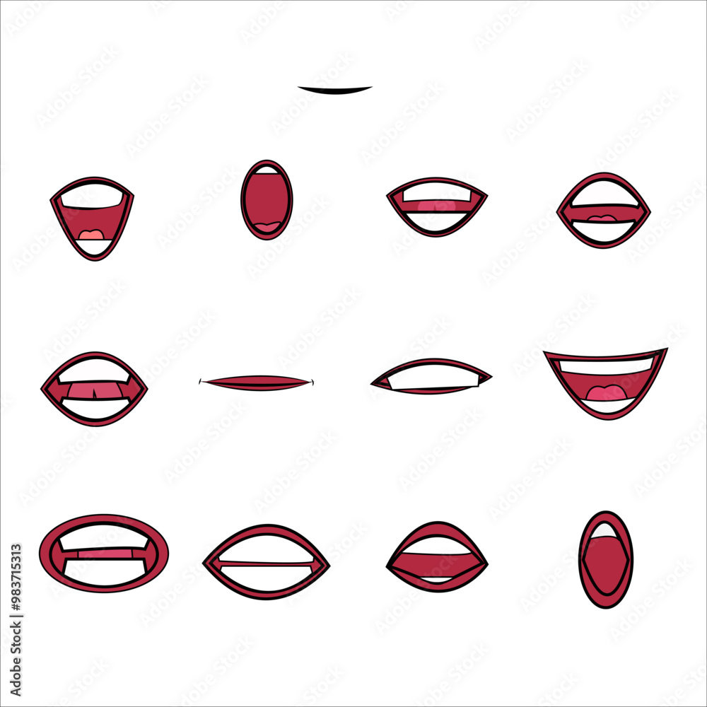 flat design image of mouths of various shapes flat design image of mouths of various shapes