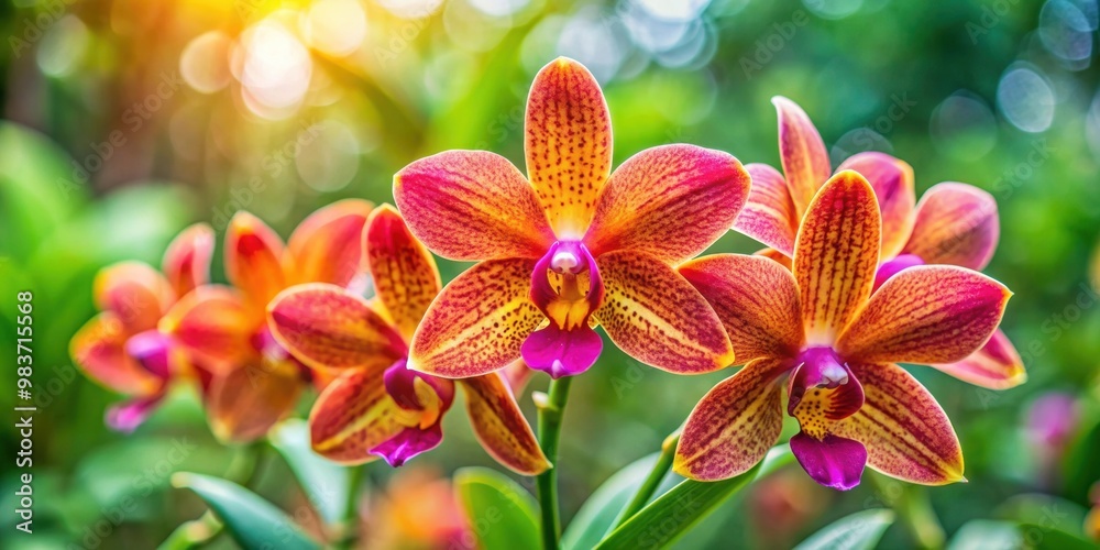 Beautiful hybrid orchid Papilionanthe Miss Joaquim, also known as Vanda Miss Joaquim Beautiful hybrid orchid Papilionanthe Miss Joaquim, also known as Vanda Miss Joaquim