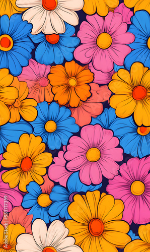 Wallpaper Mural floral and leaf seamless patterns in doodle-style tile designs with graphic format. Torontodigital.ca