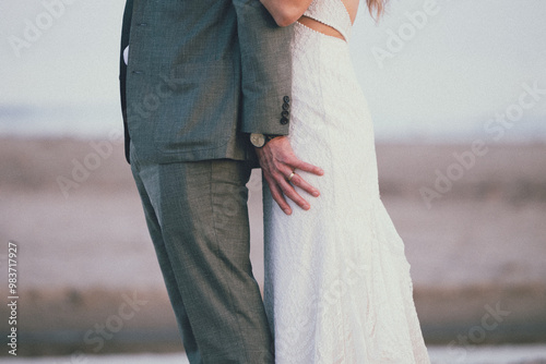 bride and groom on the beach
