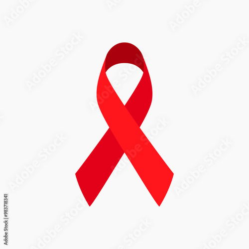 Red awareness ribbon icon. HIV AIDS awareness. Substance-abuse awareness.