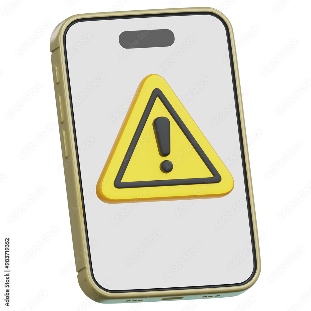 mobile phone device with yellow warning sign 3d render illustration mobile phone device with yellow warning sign 3d render illustration