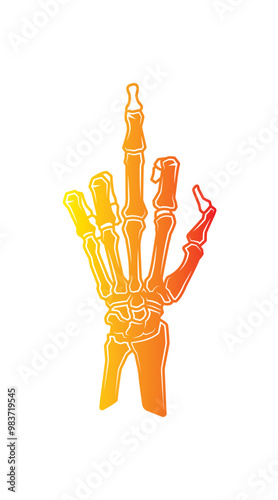 Skeleton of a hand with the middle finger raised. Original vector illustration in vintage style. T-shirt design.