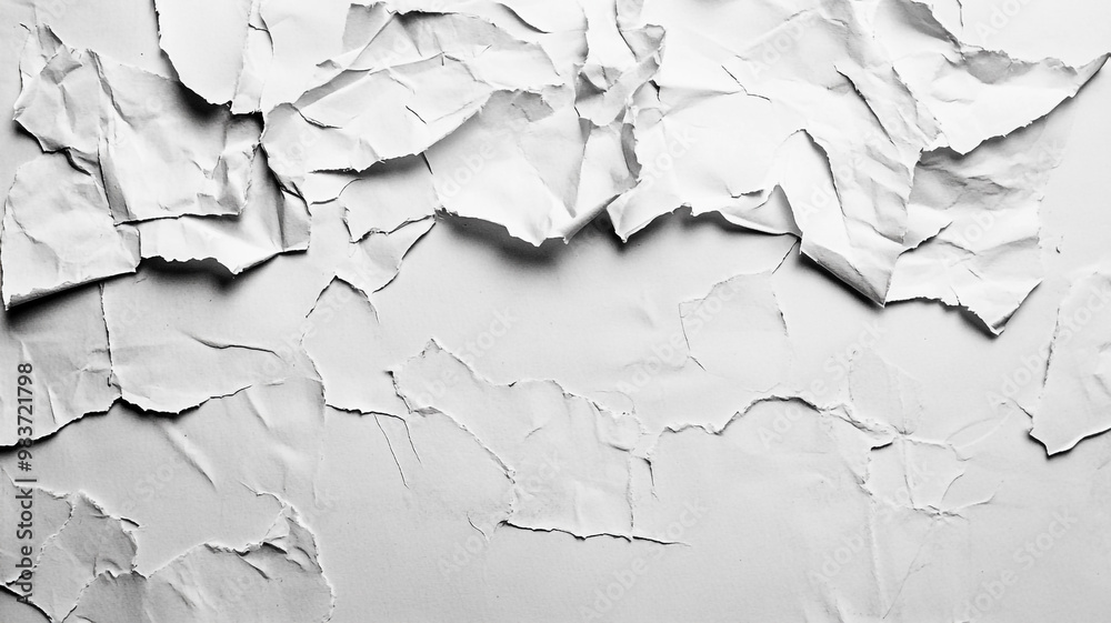 Naklejka premium Crumpled paper textures creating an abstract background in monochrome style