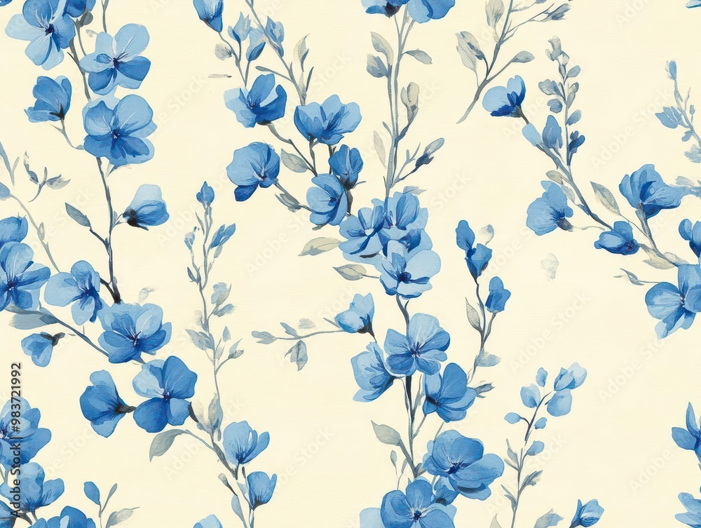 Fototapeta premium Lechenaultia pattern on soft cream pastel background, top down perspective