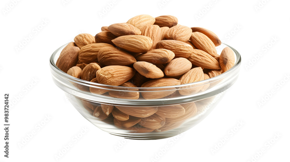 Fresh Raw Almond Kernels in a Wooden Bowl with Copy Space for Text, Healthy Snack Concept , Transparent Background Fresh Raw Almond Kernels in a Wooden Bowl with Copy Space for Text, Healthy Snack Concept , Transparent Background