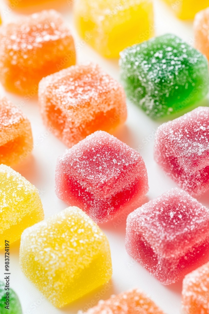 Colorful gummy candies with clear sugar crystals Colorful gummy candies with clear sugar crystals