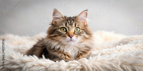 Wallpaper Mural Adorable fluffy cat laying on a soft blanket, cute, cat, animal, pet, feline, whiskers, fur, adorable, cozy, domestic, kitten Torontodigital.ca