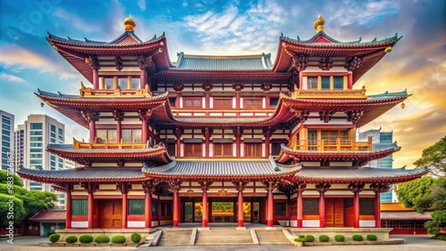 Buddha relic temple in Singapore with intricate architecture and serene atmosphere, Buddha, relic temple, Singapore