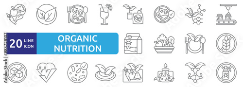 Organic nutrition icon set