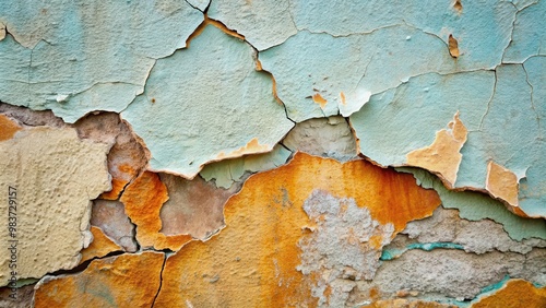 Cracked wall with peeling paint , damaged, decay, deteriorated, texture, background, old, worn, weathered, surface, broken