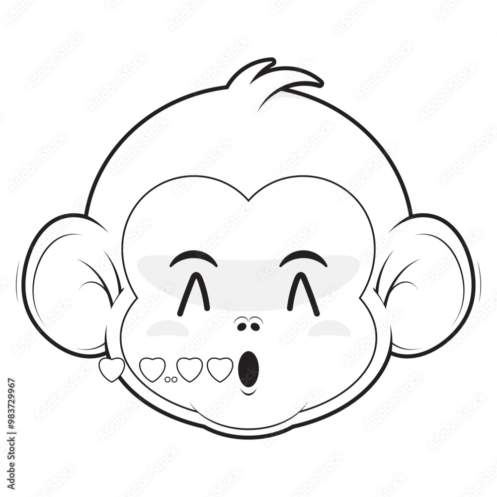 monkey whistling love face outline cartoon cute monkey whistling love face outline cartoon cute