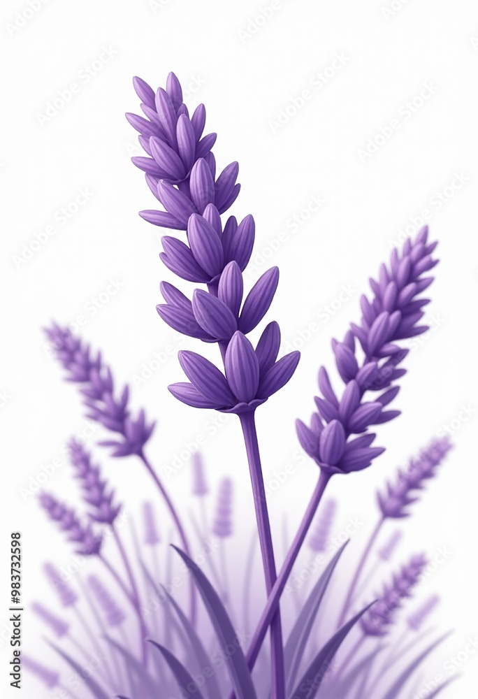 Naklejka premium Vector Lavender Flower Graphic: Isolated Purple Floral Illustration for Design