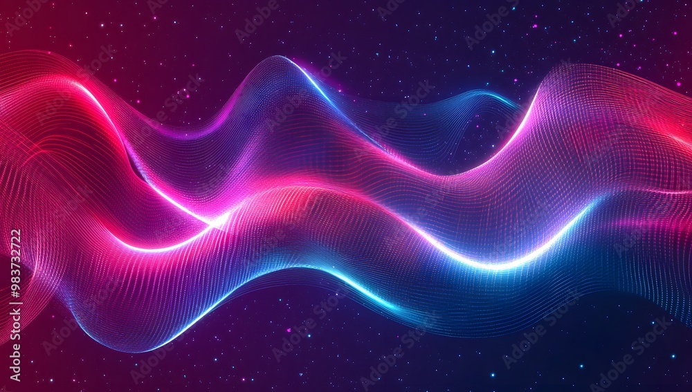 Abstract neon background with blue and red glowing lines on a dark purple backdrop Abstract neon background with blue and red glowing lines on a dark purple backdrop