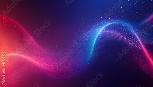 Abstract neon background with blue and red glowing lines on a dark purple backdrop