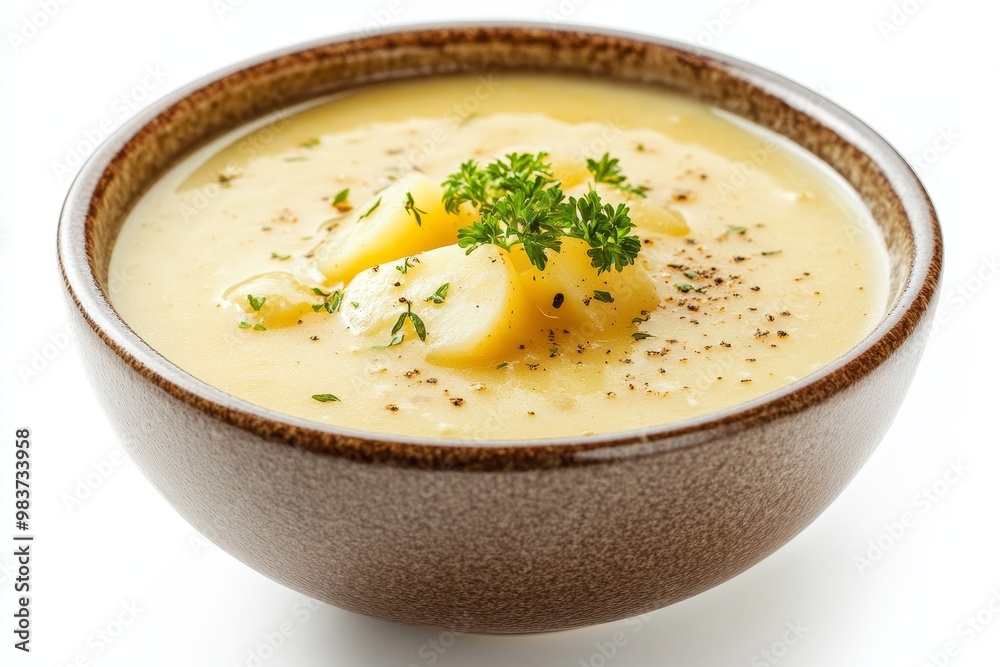 Creamy Potato Soup with Parsley Garnish - a comforting and flavorful soup perfect for a cozy meal. Creamy Potato Soup with Parsley Garnish - a comforting and flavorful soup perfect for a cozy meal.