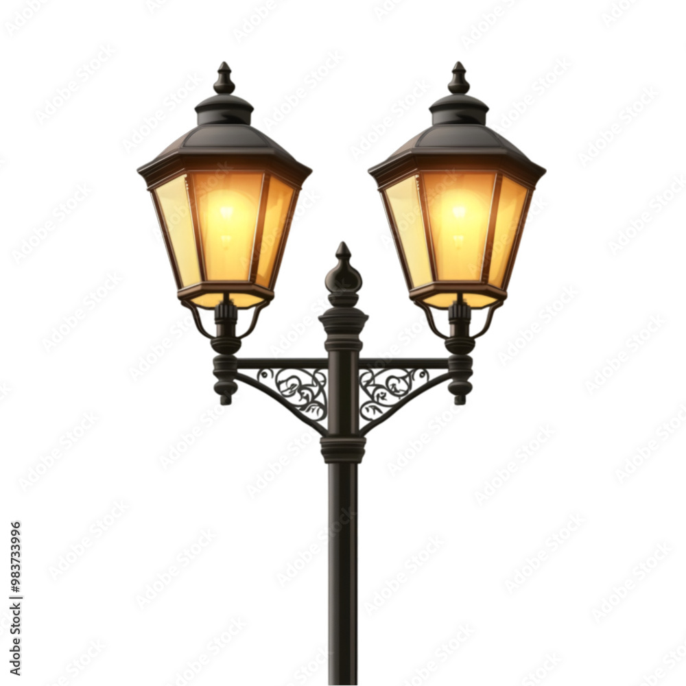 A street lamp on white and transparent background. PNG cutout. A street lamp on white and transparent background. PNG cutout.