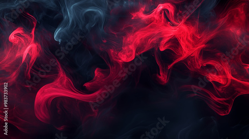 Dynamic Red and Black Abstract Smoke Patterns Background - Made with Generative AI