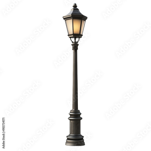 A street lamp on white and transparent background. PNG cutout.