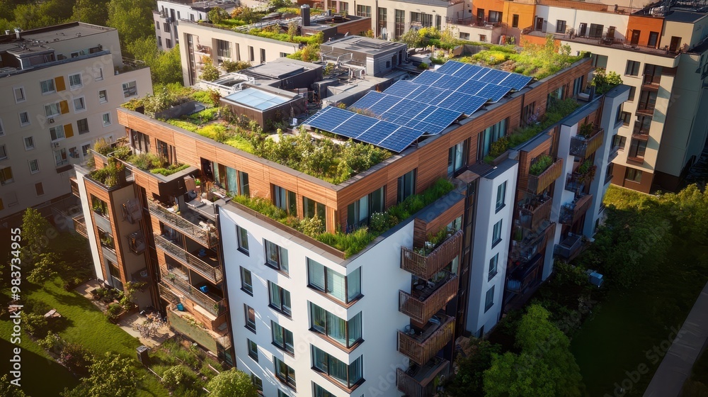 Sustainable Urban Living: Green Roofs and Solar Panels in Modern City ...