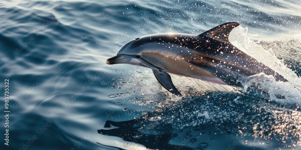 Fototapeta premium Dolphin free in open waters
