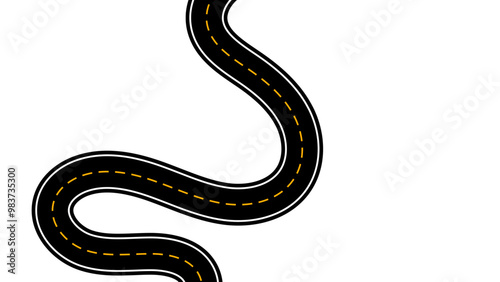 Horizontal asphalt road template. Winding road. Journey traffic curved highway. Seamless highway marking Isolated on background. Straight and winding road road. vector illustration