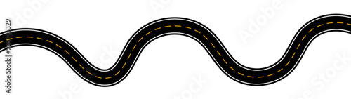 Horizontal asphalt road template. Winding road. Journey traffic curved highway. Seamless highway marking Isolated on background. Straight and winding road road. vector illustration