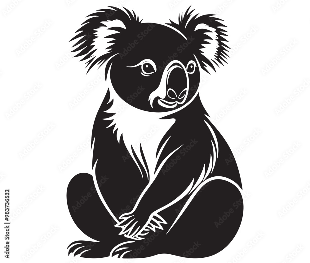 Silhouette cartoon koala on isolated background vector illustration Silhouette cartoon koala on isolated background vector illustration