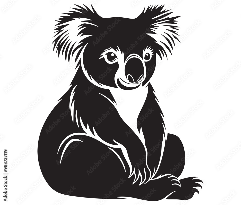 Fototapeta premium Silhouette cartoon koala on isolated background vector illustration 