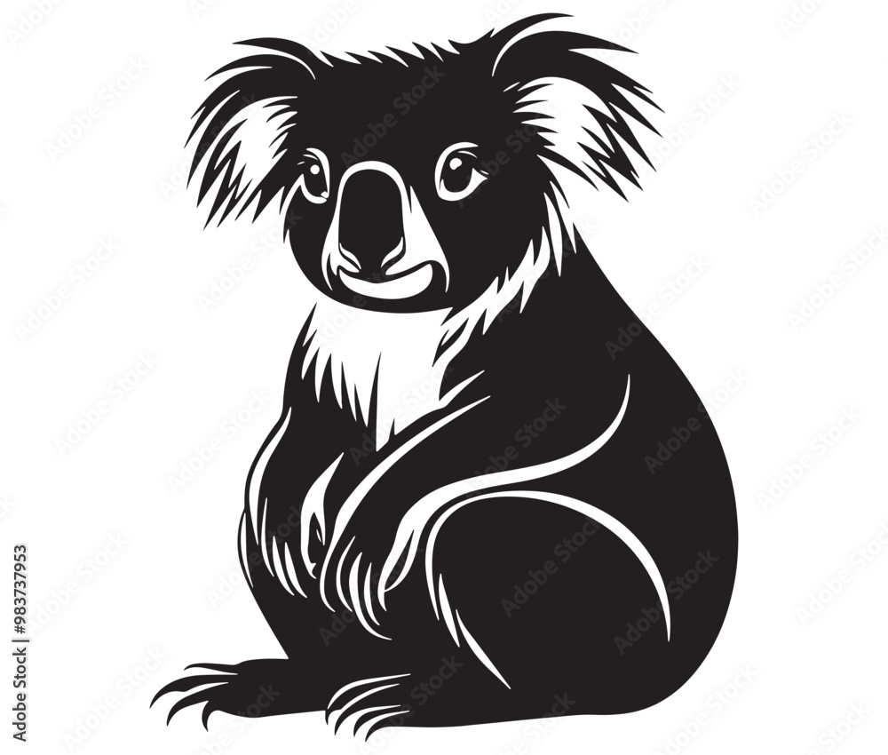 Obraz premium Silhouette cartoon koala on isolated background vector illustration 