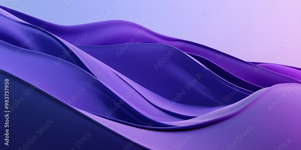 Abstract 3D purple background with curved lines, minimalistic design ...