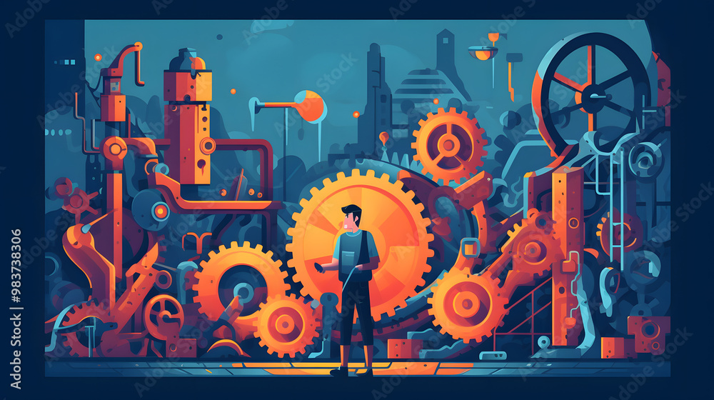 Obraz premium Mechanic Games illustration flat Vector