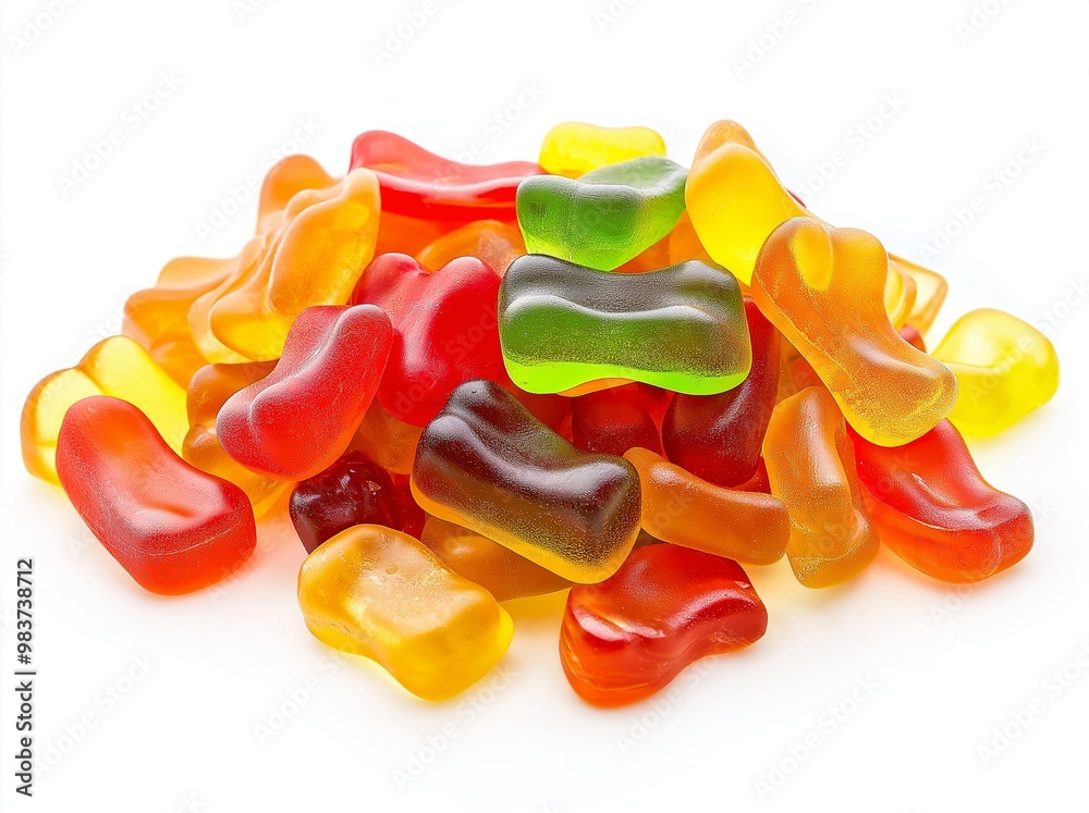 Colorful gummy candies on a white background Colorful gummy candies on a white background