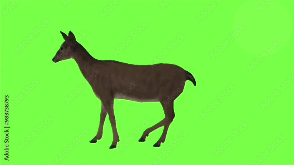 Swift deer running on green screen background, perfect for chroma keying and visual effects in film, video, and advertising Swift deer running on green screen background, perfect for chroma keying and visual effects in film, video, and advertising