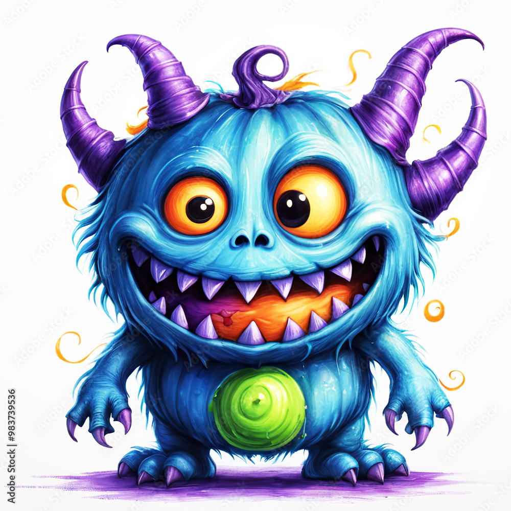 Fototapeta premium Colorful cute monster painting
